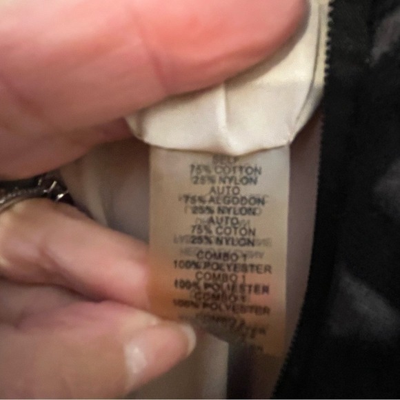 Vince Camuto Black Patterned Midi Dress Leather Stripes Lined Size 2 Whimsigoth - Picture 16 of 16